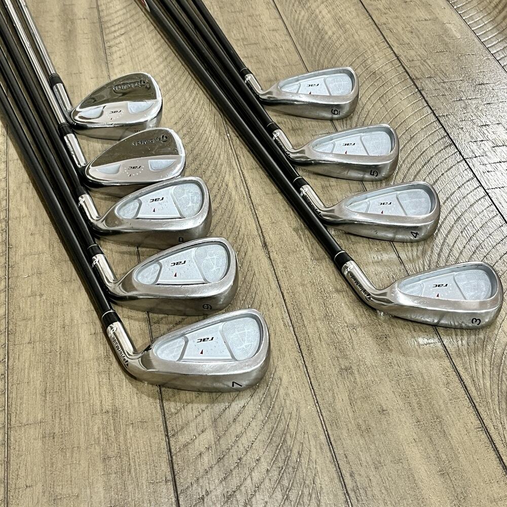 TaylorMade RAC OS Irons 3-7 9-PW +52° & 56° RAC Wedges RH R-Flex New Grips NO #8